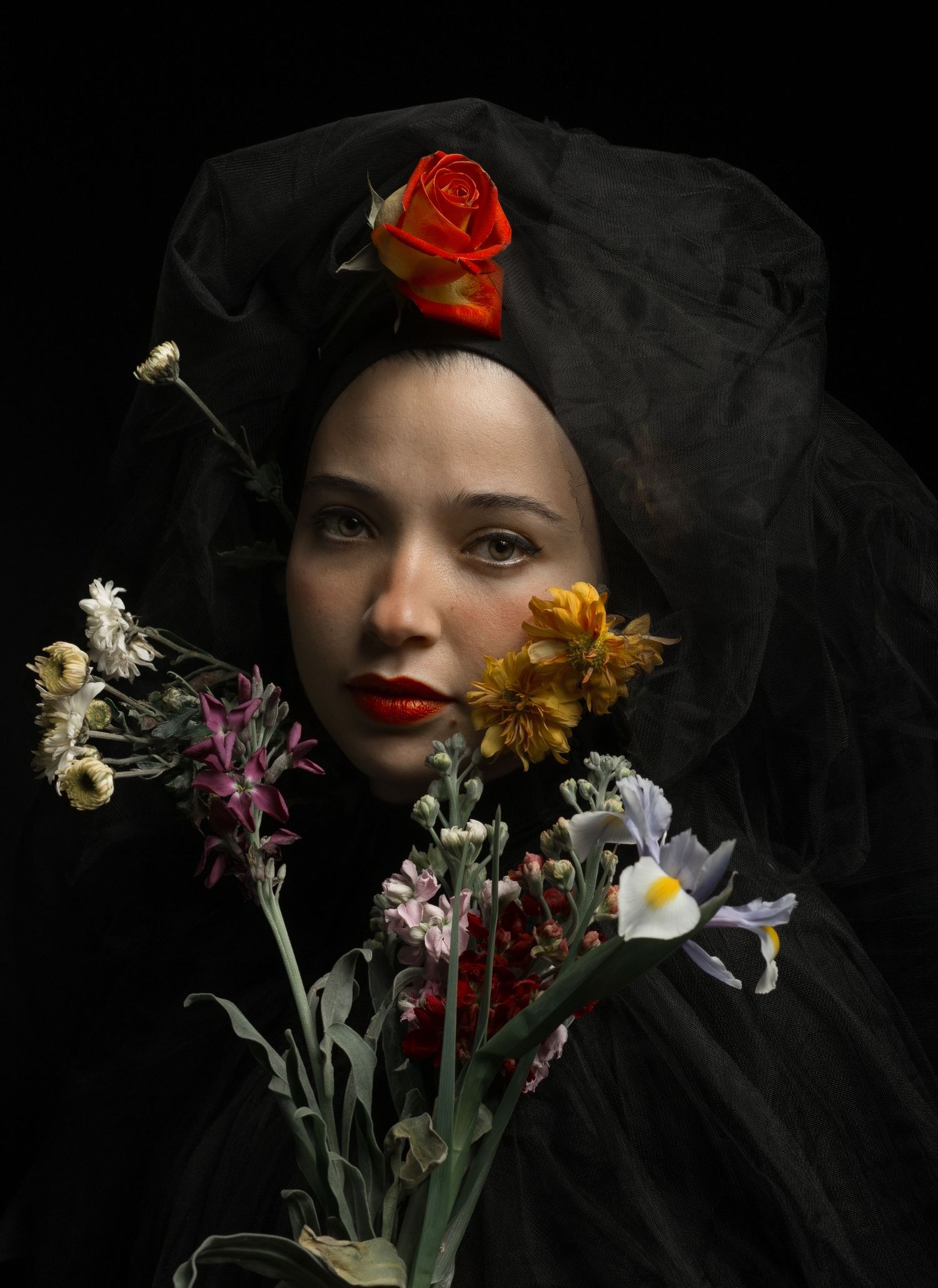 Portrait of a woman in a dress, Studio photography. FineArt photography