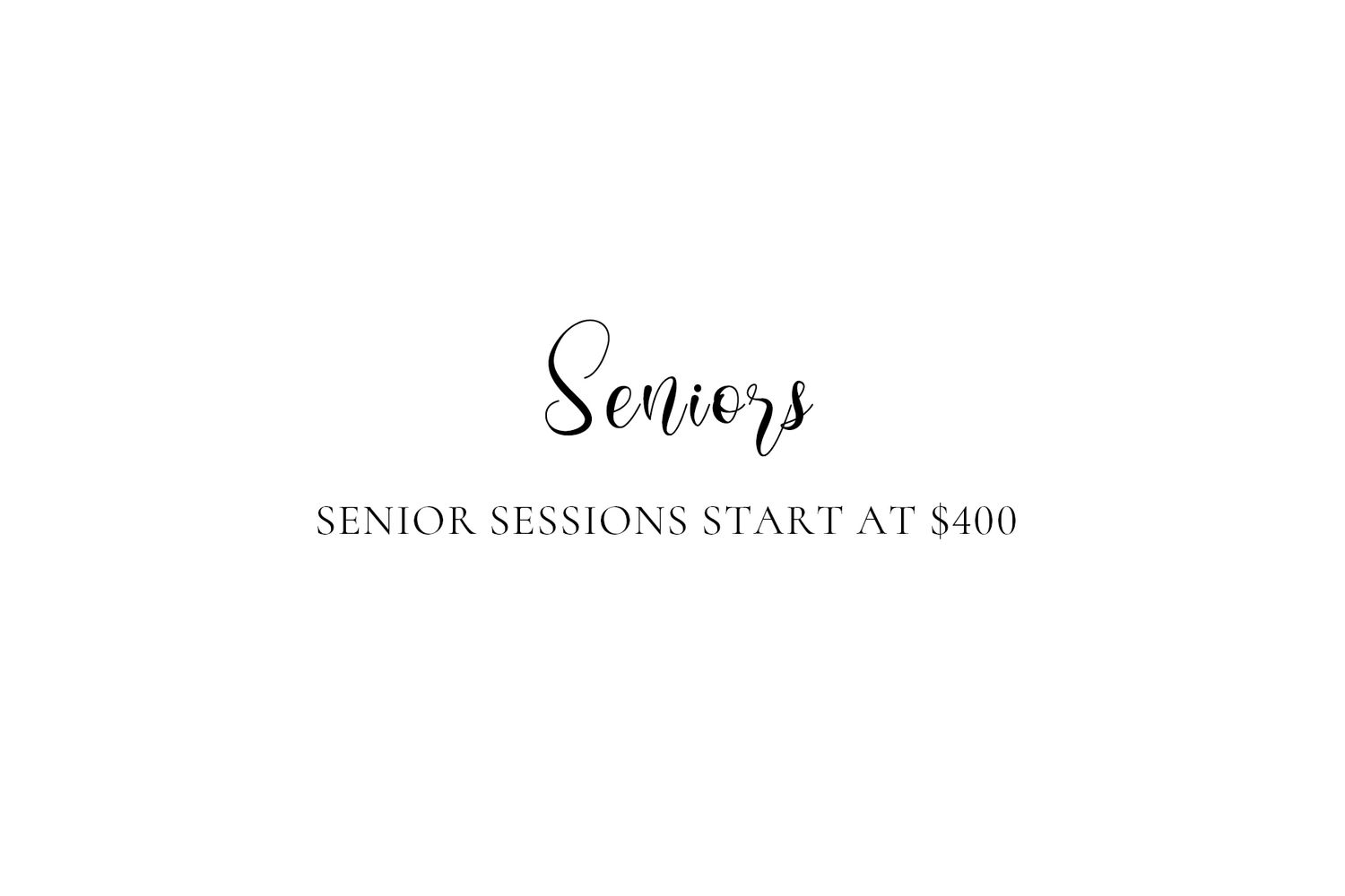 Modern typographic design showing 'Seniors' text with session pricing information.