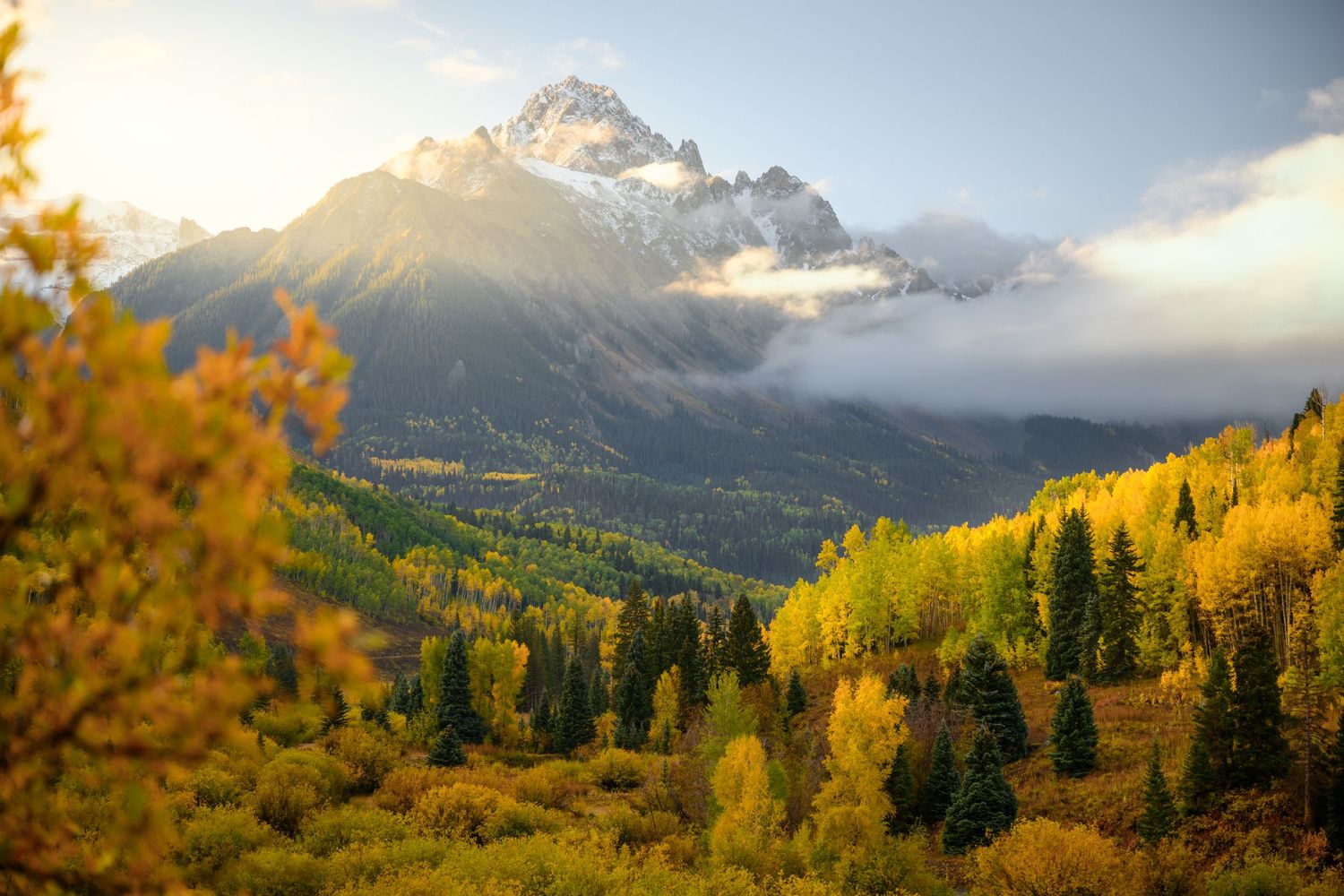 Sunrise photo of Mount Sneffels by Denver Drone, Hospitality, Travel & Tourism photographer Captain Colorado Photography.