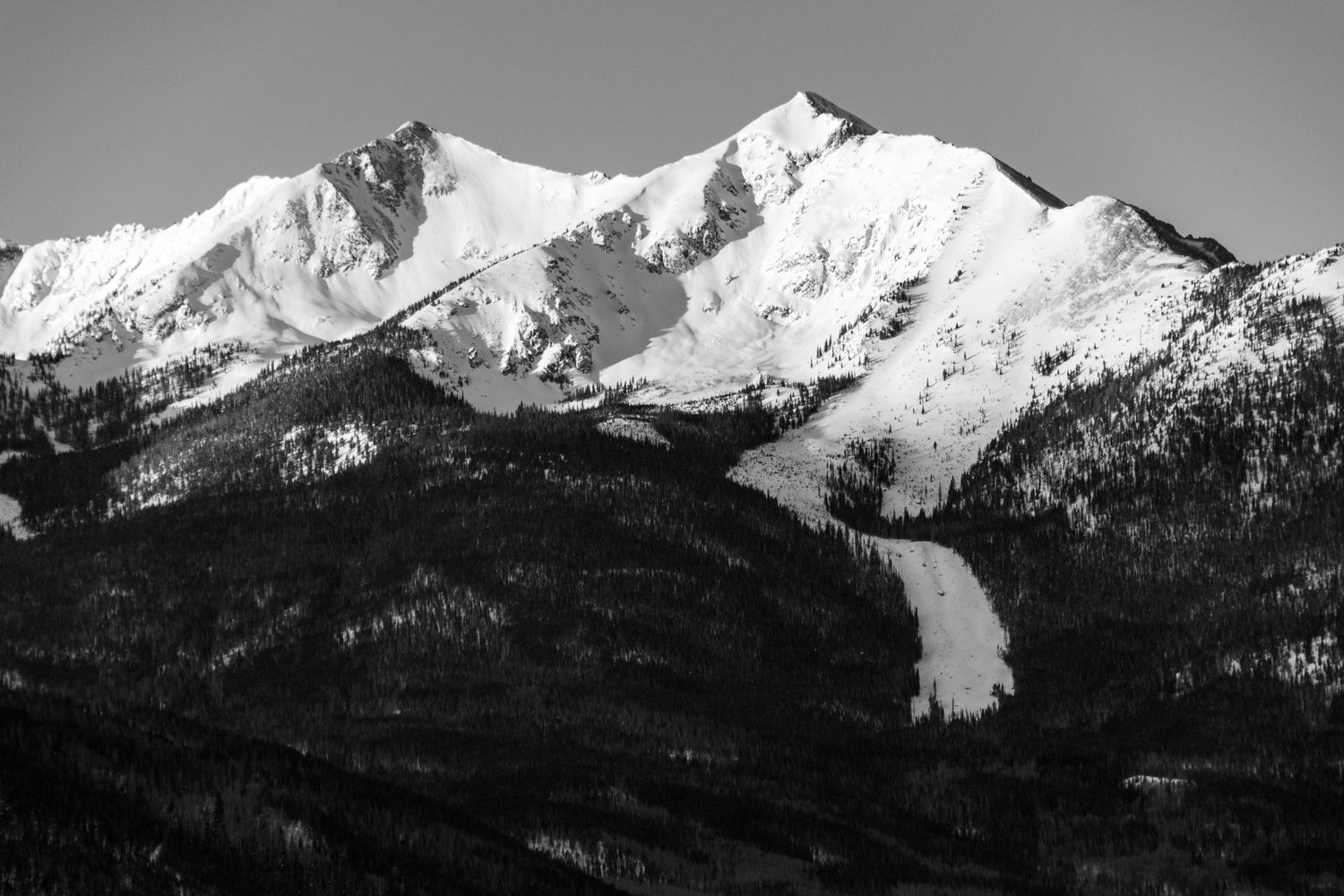 Black/white photo of Peak One in Summit County by Denver Drone, Hospitality, Travel & Tourism photographer Captain Colorado Photography.