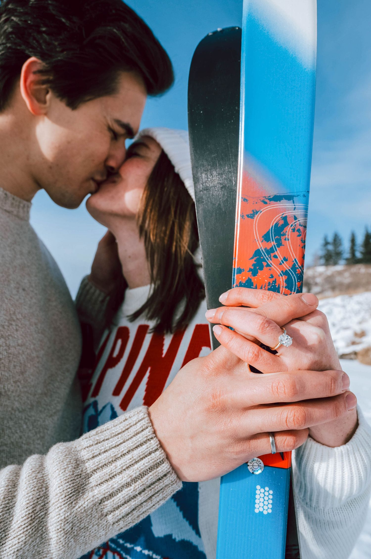 An engagement session in Calgary, Alberta at Glenmore Reservoir.