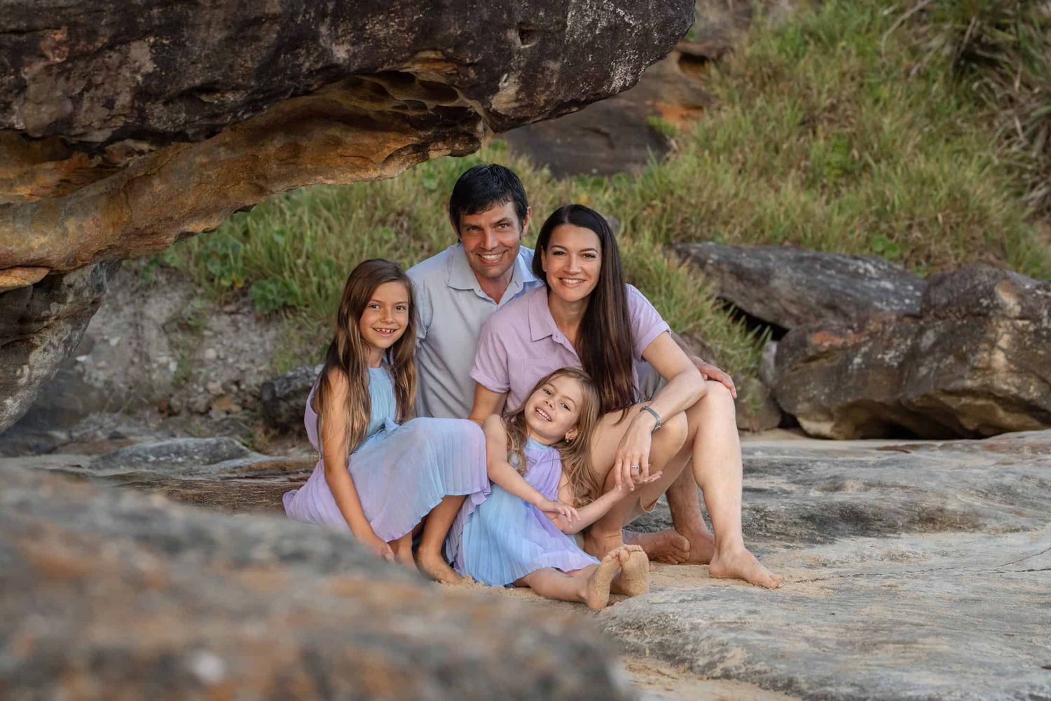 family photoshoot in the golden light northern beaches sydney