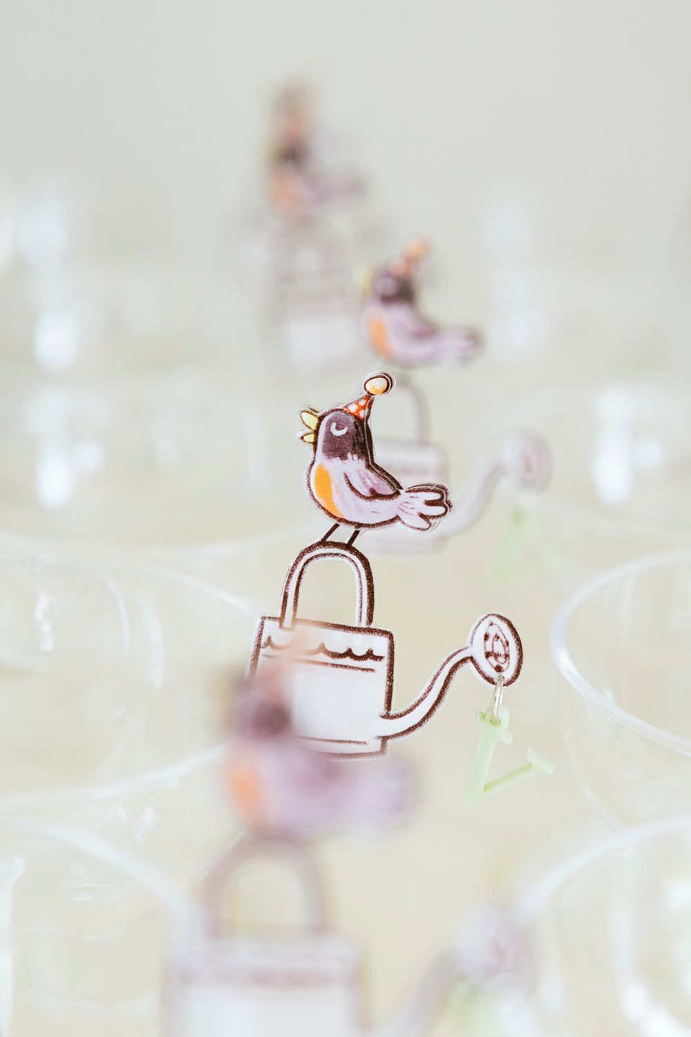 Drink marker with hand-drawn bird detail, by NYC family photographer Paula Ortiz