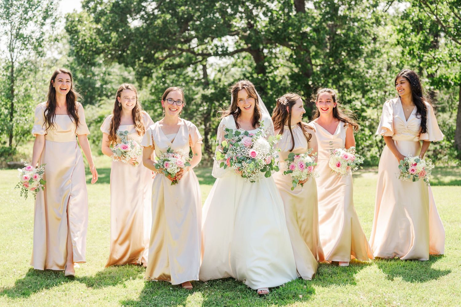 Summer time Bridal Party portraits at Camp Loughridge in Sapulpa, Oklahoma.