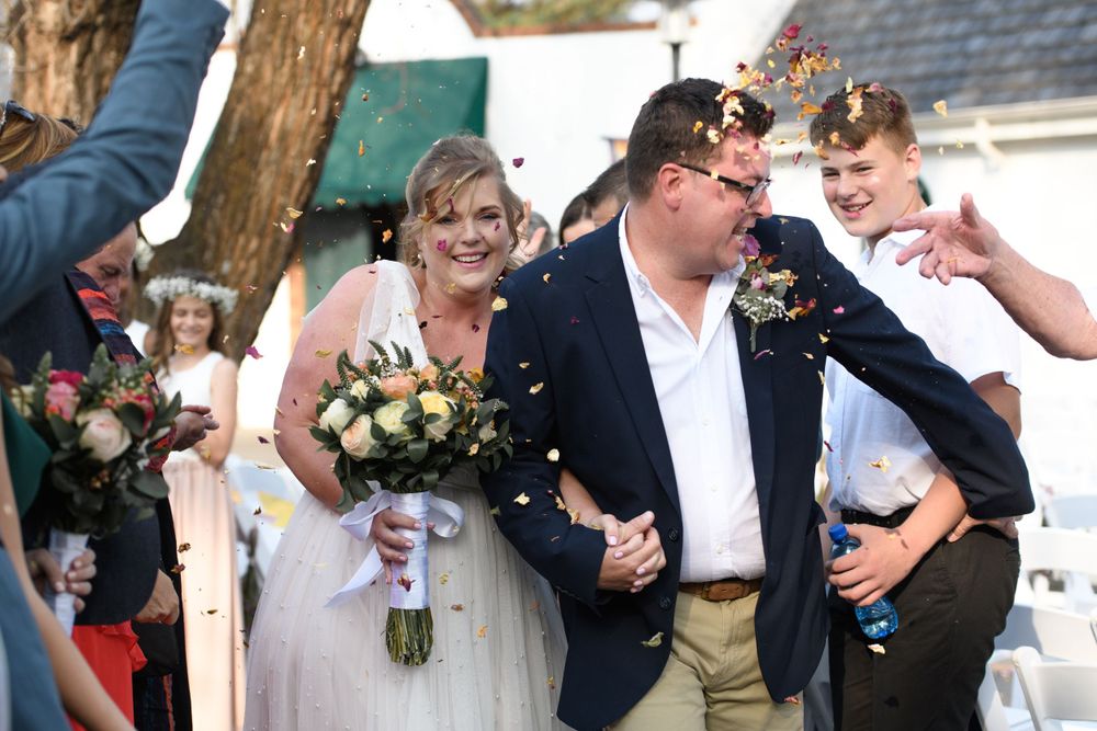 The bride and groom at a wedding shoot at Olives and Plates in Johannesburg