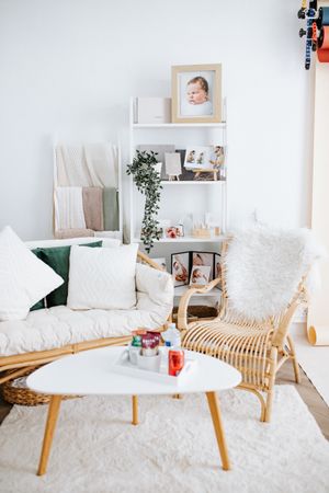 rattan furniture and photographic products on show at photography studio in mansfield