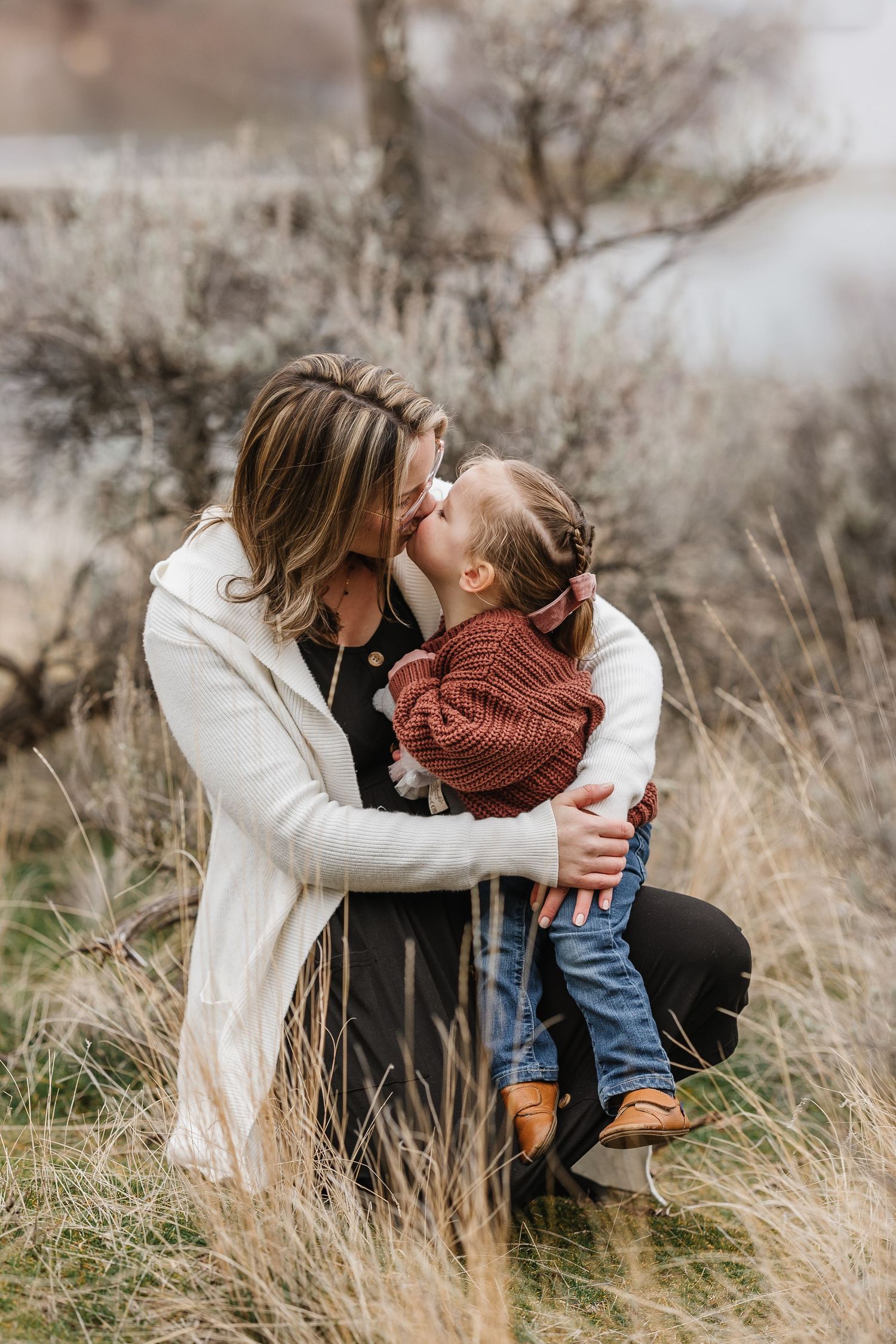 Mother and daughter photoshoot for maternity session at Knox Mountain Park in Kelowna BC