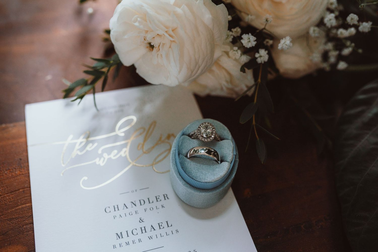 invitation, wedding, details, charleston, south carolina, florals, bouquet, rings, engagement