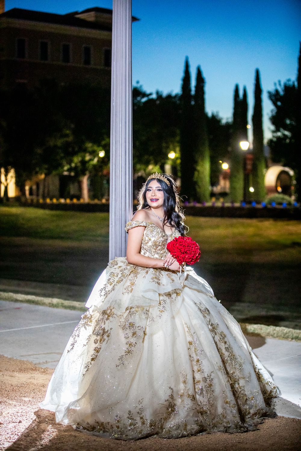 Beauty and the Beast quinceañera in El Paso, TX with portraits at Texas Tech and reception at Turquesa Events Ballroom.