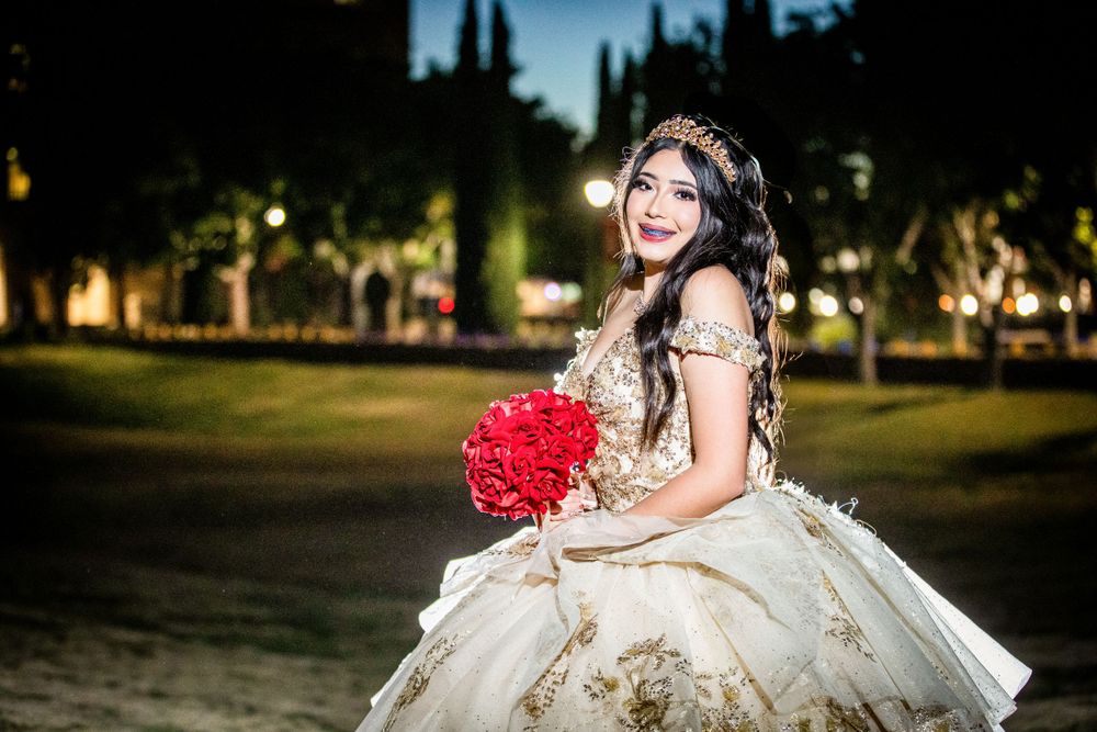 Beauty and the Beast quinceañera in El Paso, TX with portraits at Texas Tech and reception at Turquesa Events Ballroom.