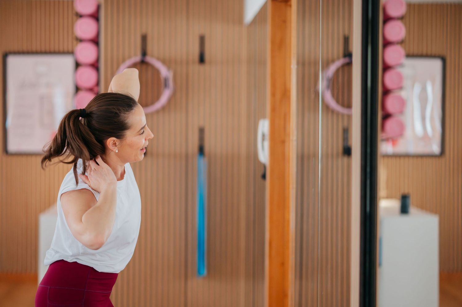 ballet barre instructor at a lifestyle photoshoot