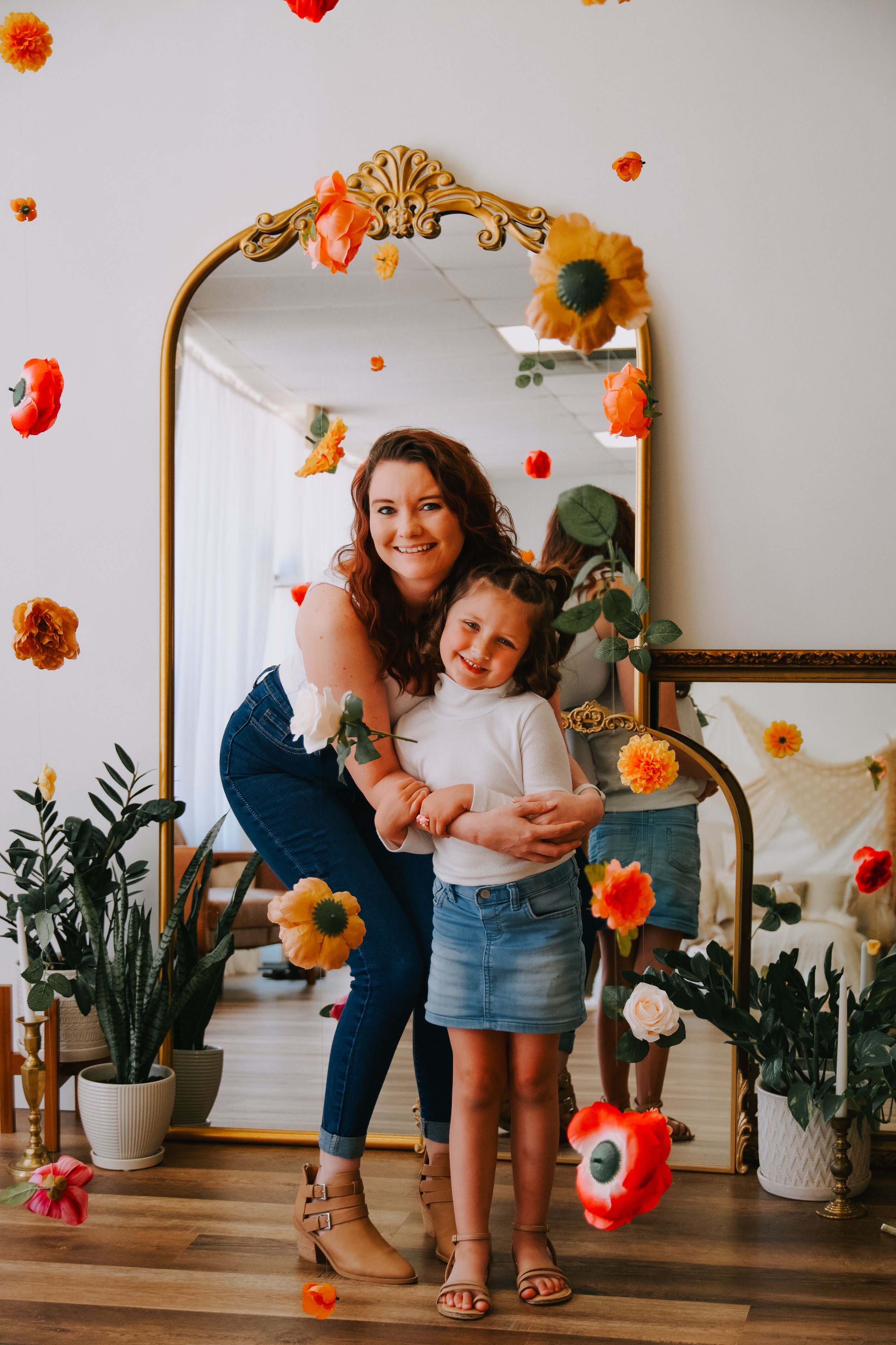 Mother Daughter Happy Flowers OKC Cayna Hunter Photography