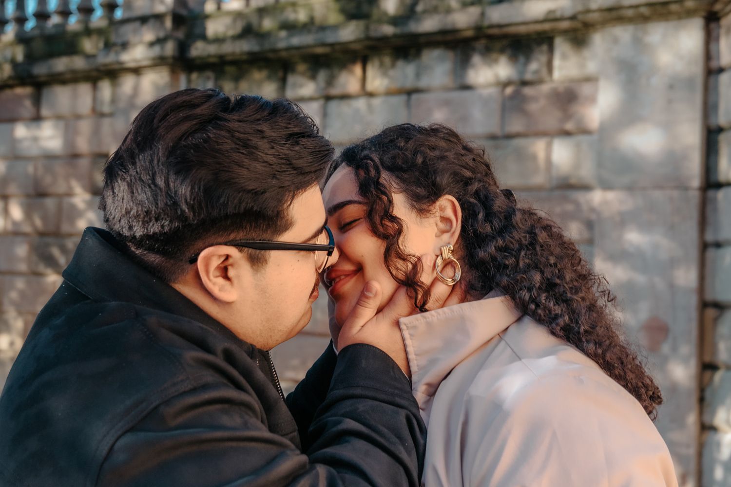 Tender forehead touch winter morning Ciutadella Surprise proposal Barcelona BarcelonaLoversPH