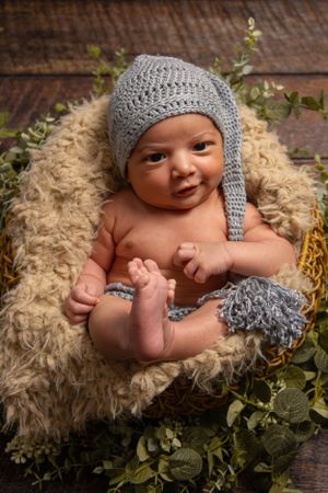 Older awake newborn photo