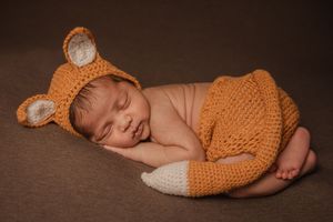 fox outfit baby boy bums up pose