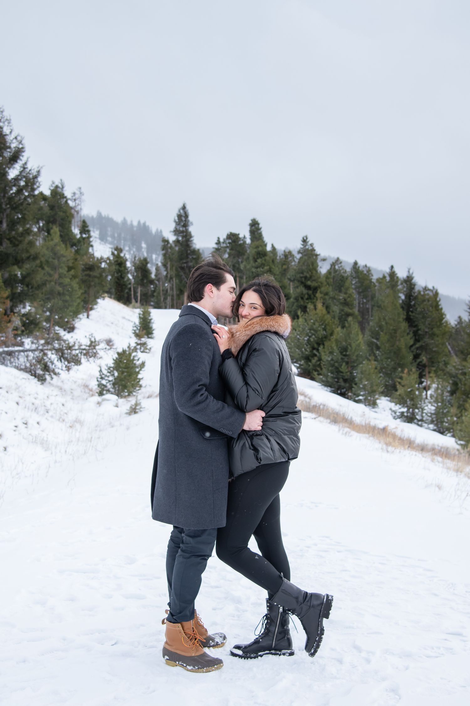 Winter engagement photos at Sapphire Point Colorado.