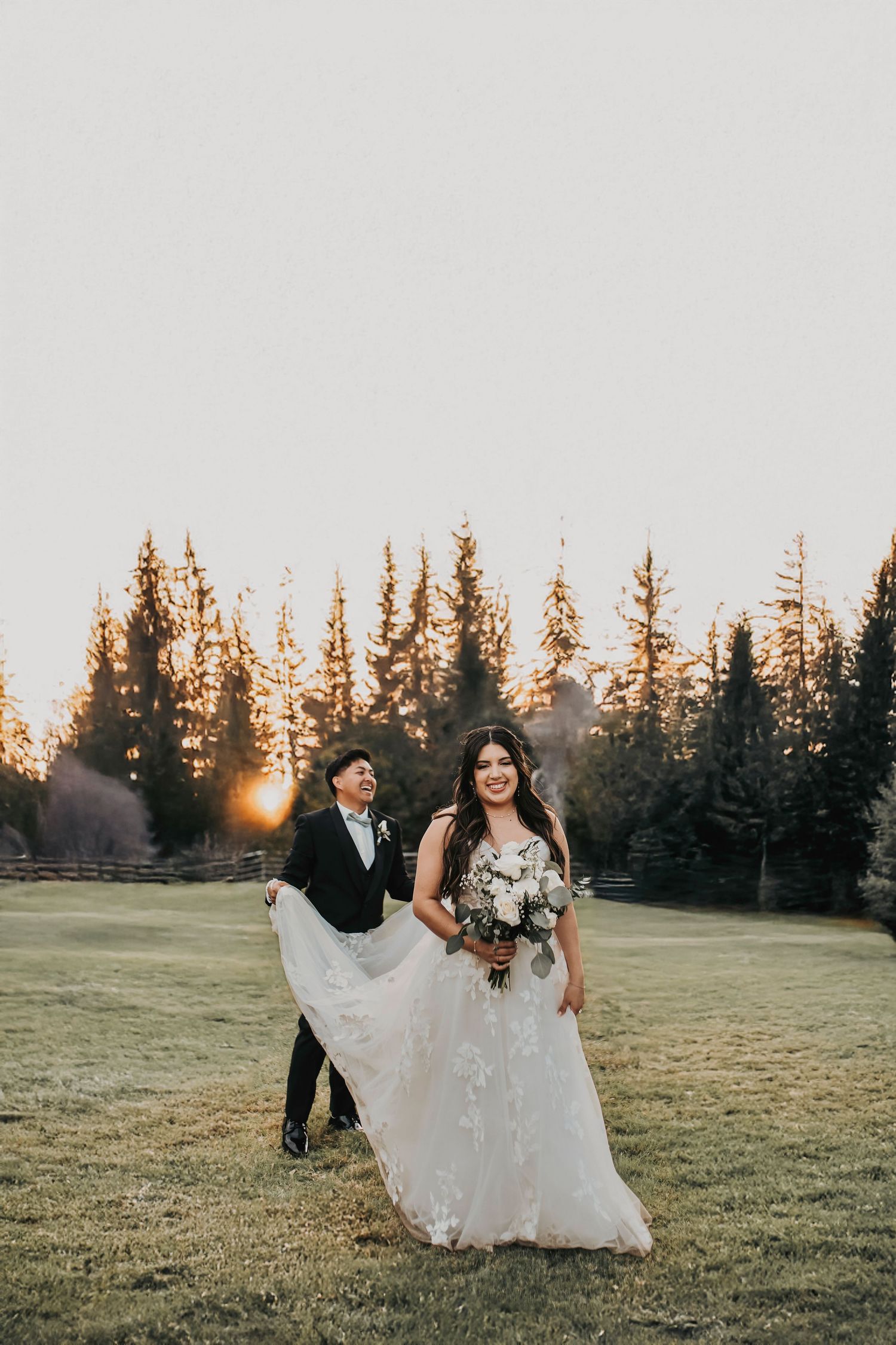 Romantic bride and groom portrait at Firefly Gardens wedding venue