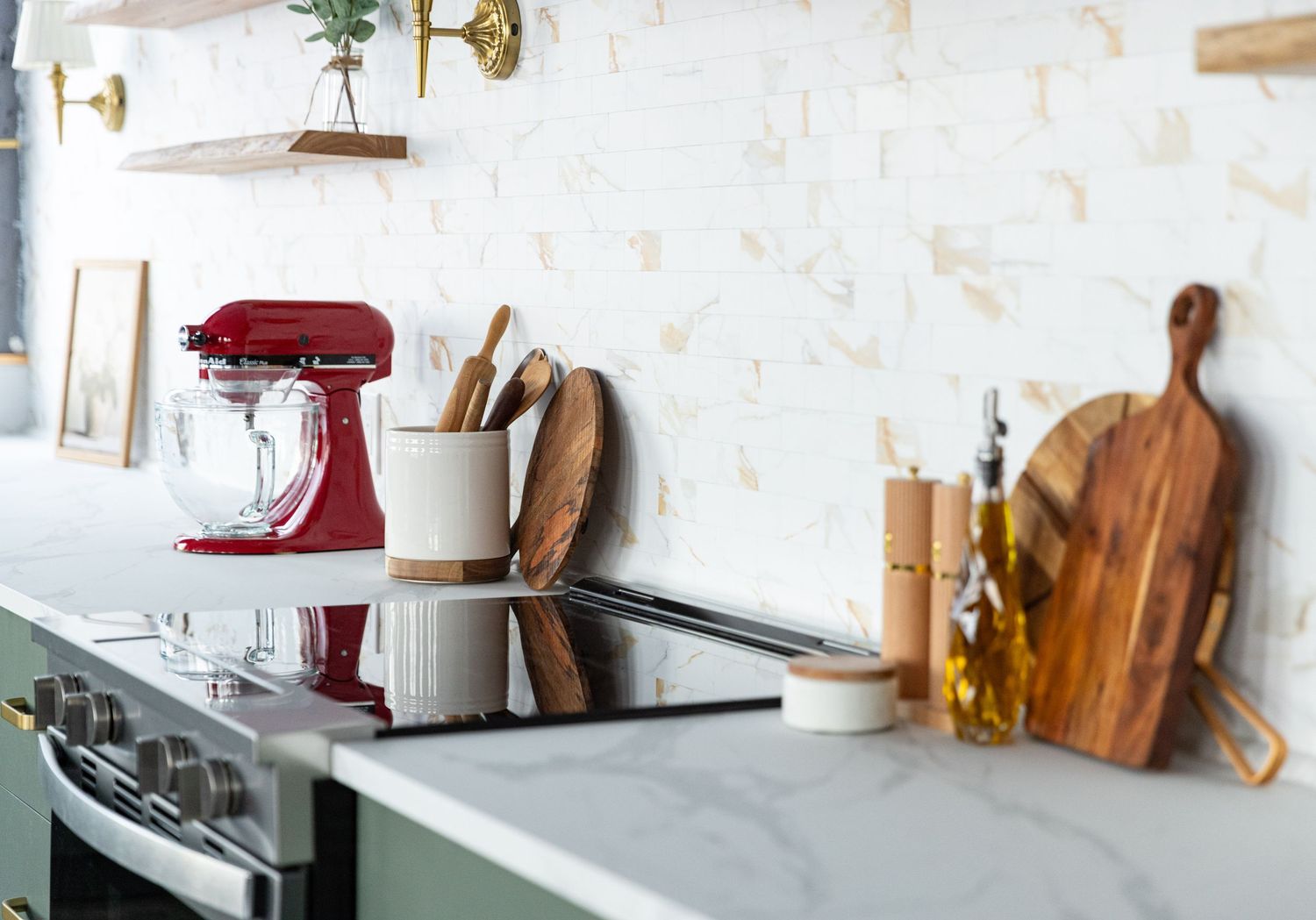 Close up details of studio kitchen for food photo and video shoots in Los Angeles.