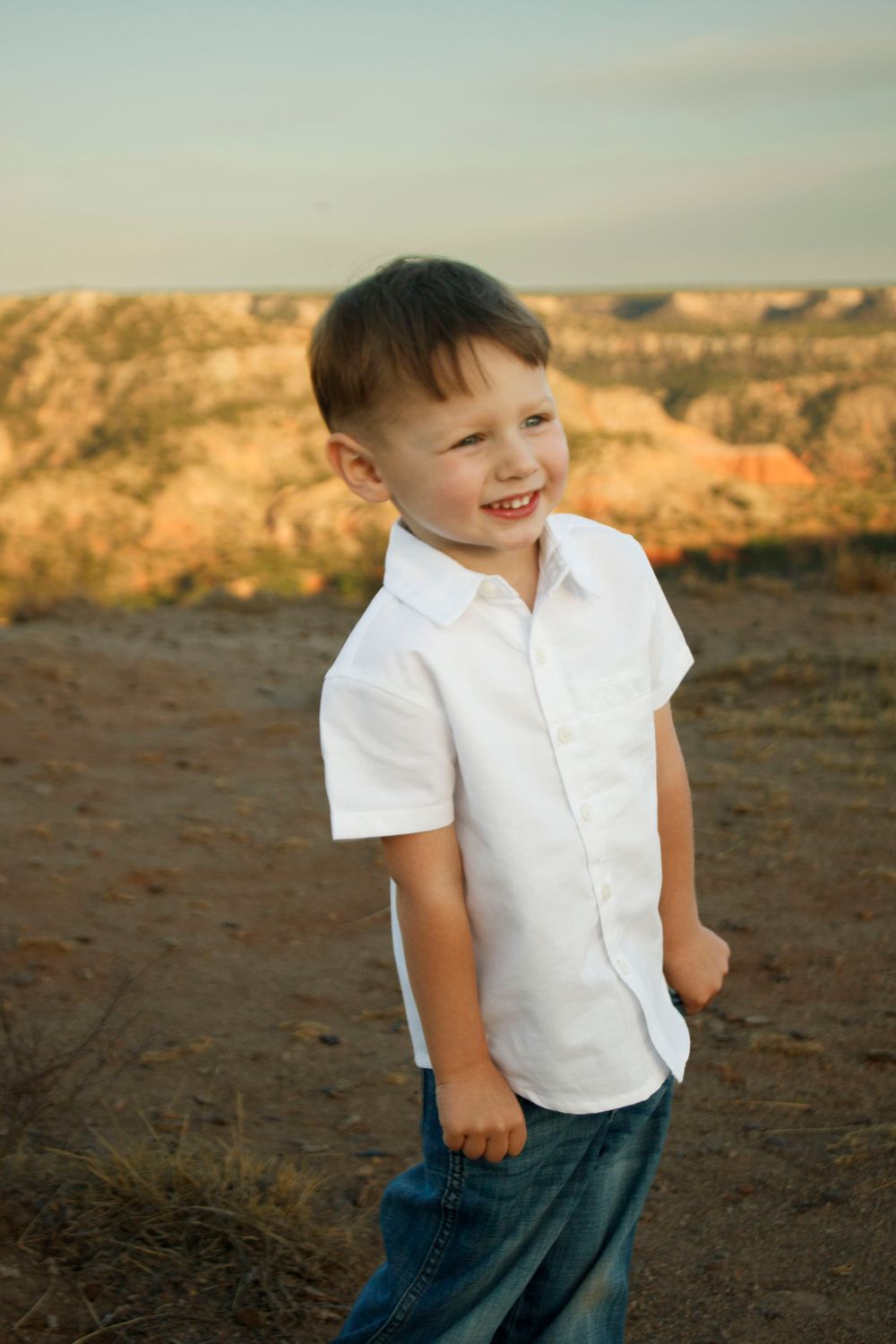 A young boy during a family photo session at Palo Duro Canyon State Park in Canyon, Texas
