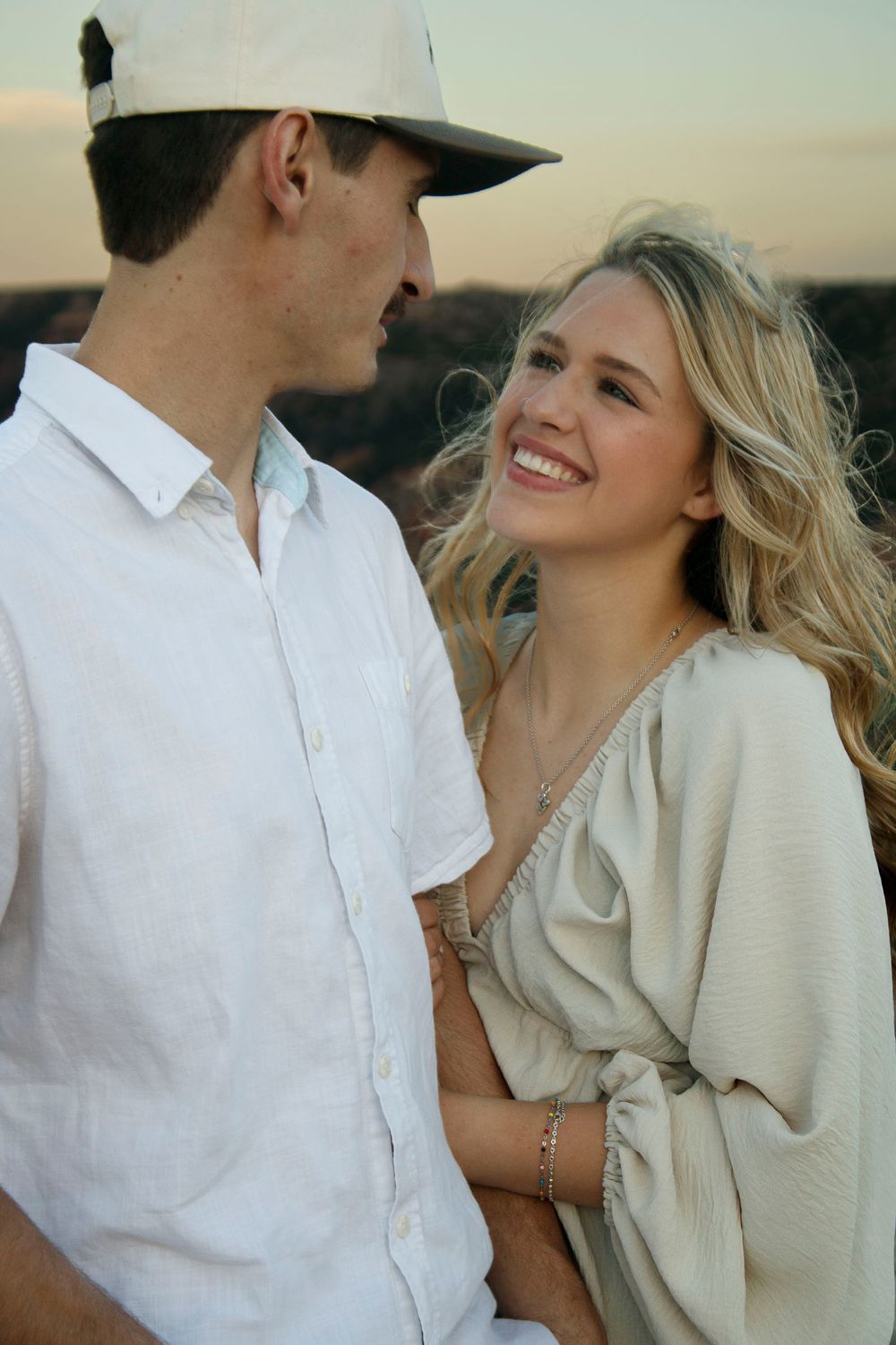 A young couple during family photo session at Palo Duro Canyon State Park in Canyon, Texas