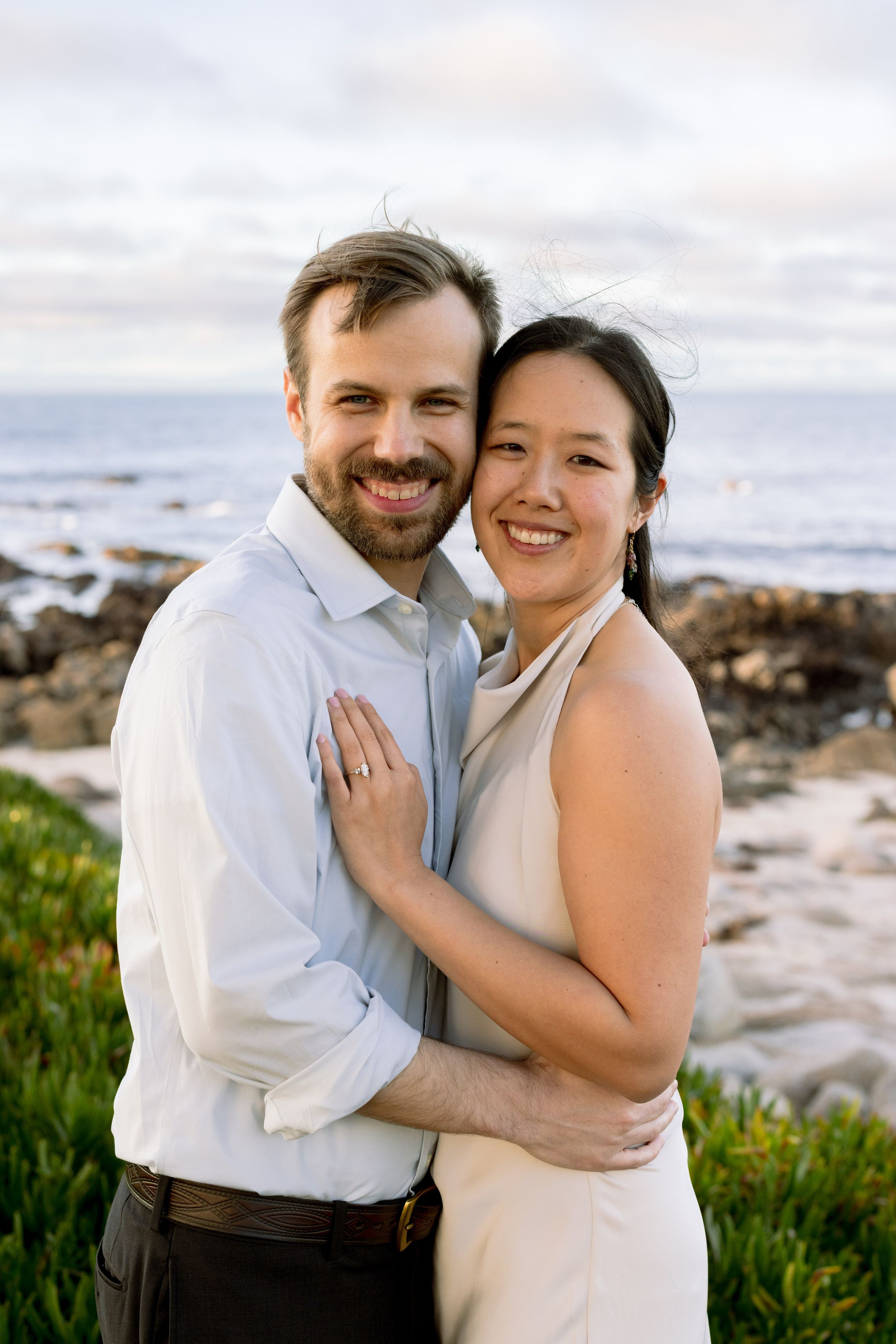 Monterey Bay engagement portraits for biracial couple