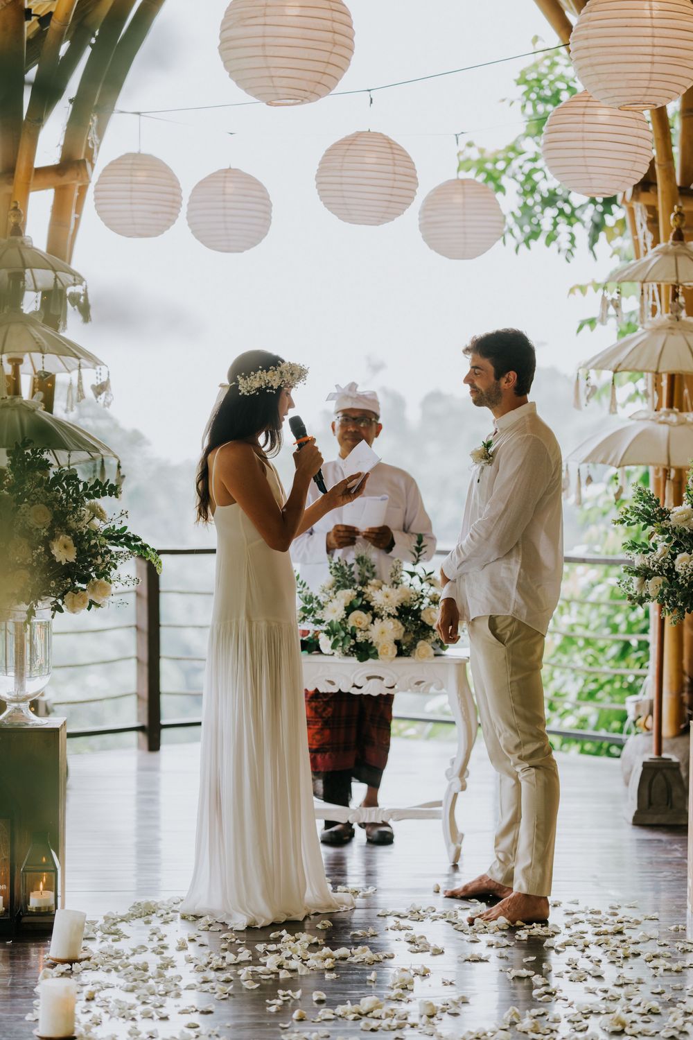 Bali resort wedding photography with jungle view ceremony at The Kayon Valley Resort
