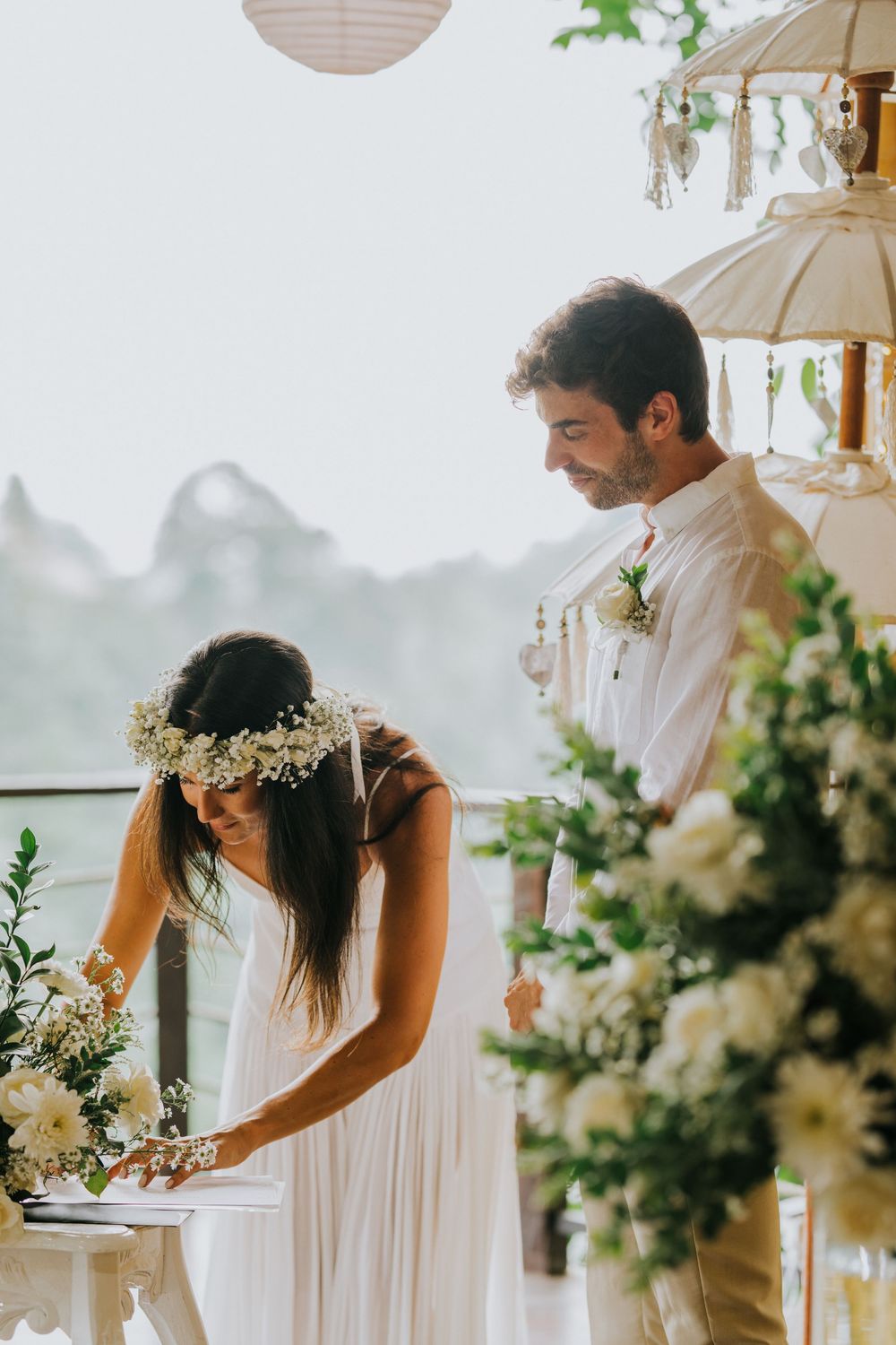 Bali resort wedding photography with jungle view ceremony at The Kayon Valley Resort