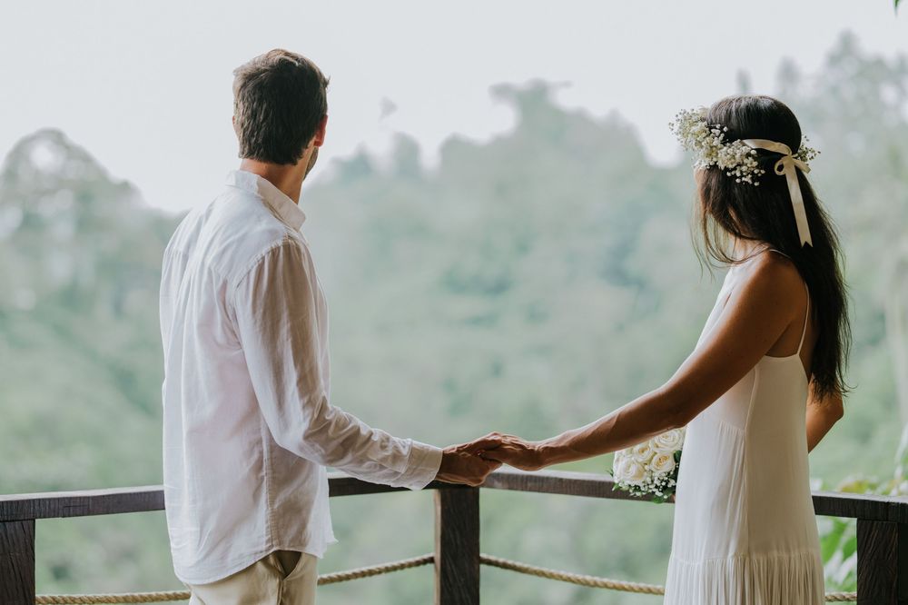 Bali resort wedding photography with jungle view ceremony at The Kayon Valley Resort