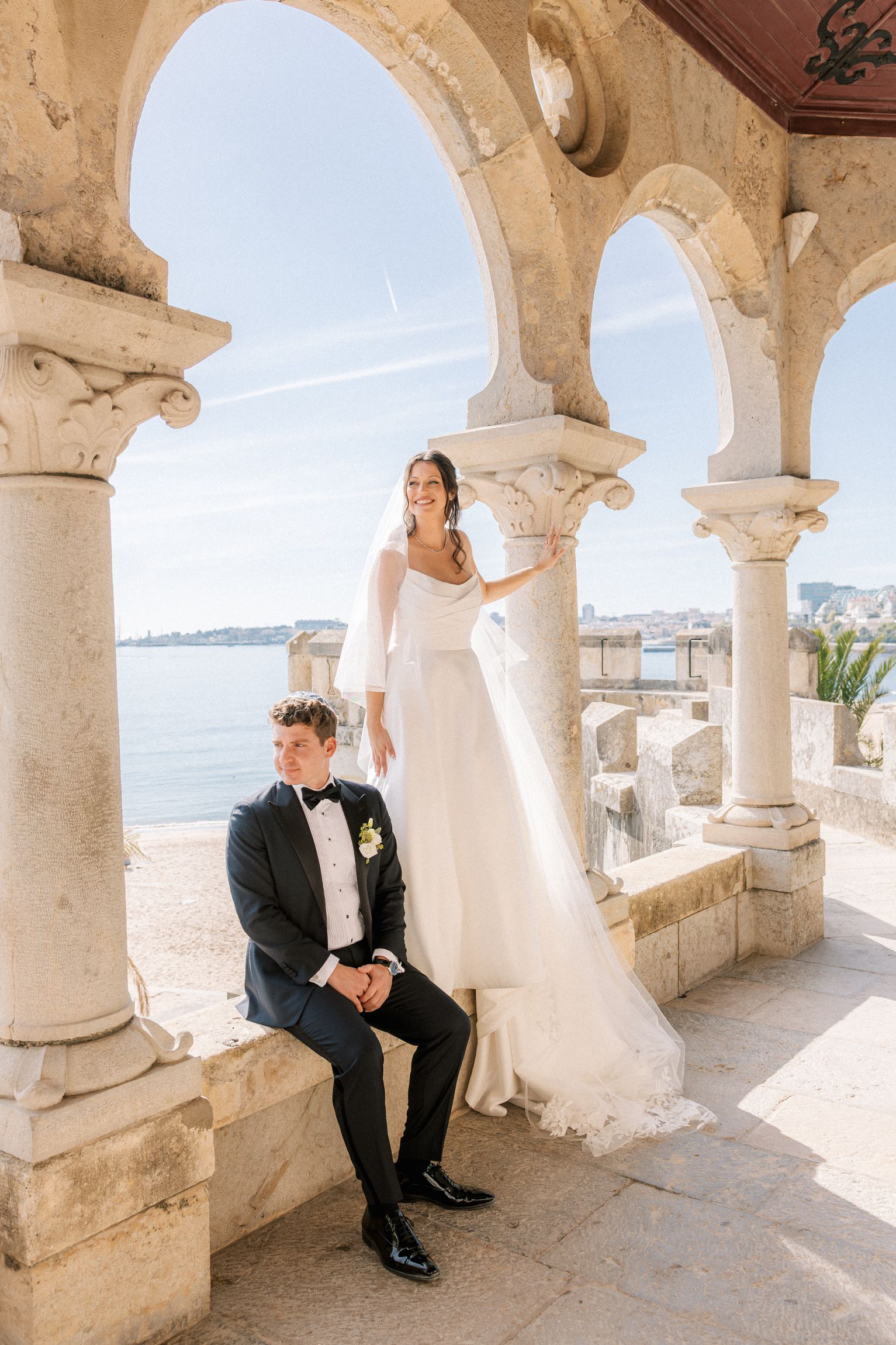 Forte da Cruz wedding venue in Cascais Portugal with historic architecture and coastal backdrop