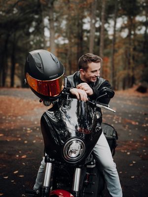 Portrait with his Motorcycle