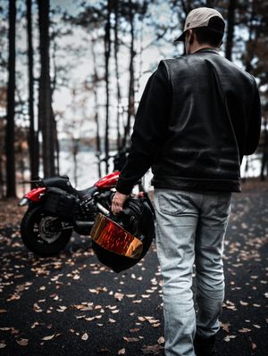 Portrait with his Motorcycle