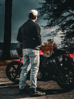 Portrait with his Motorcycle
