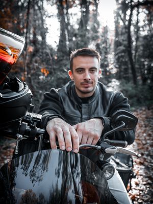 Portrait with his Motorcycle