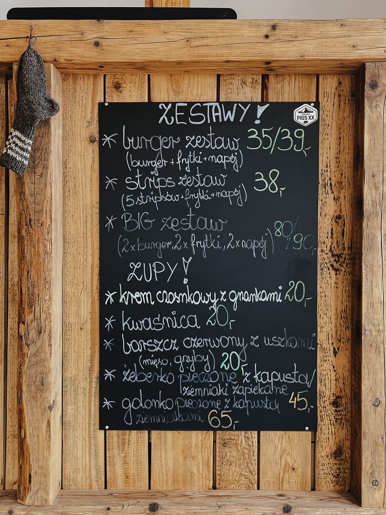 Menu w restauracji Chata Polana Stańcowa w Lipnicy Wielkiej