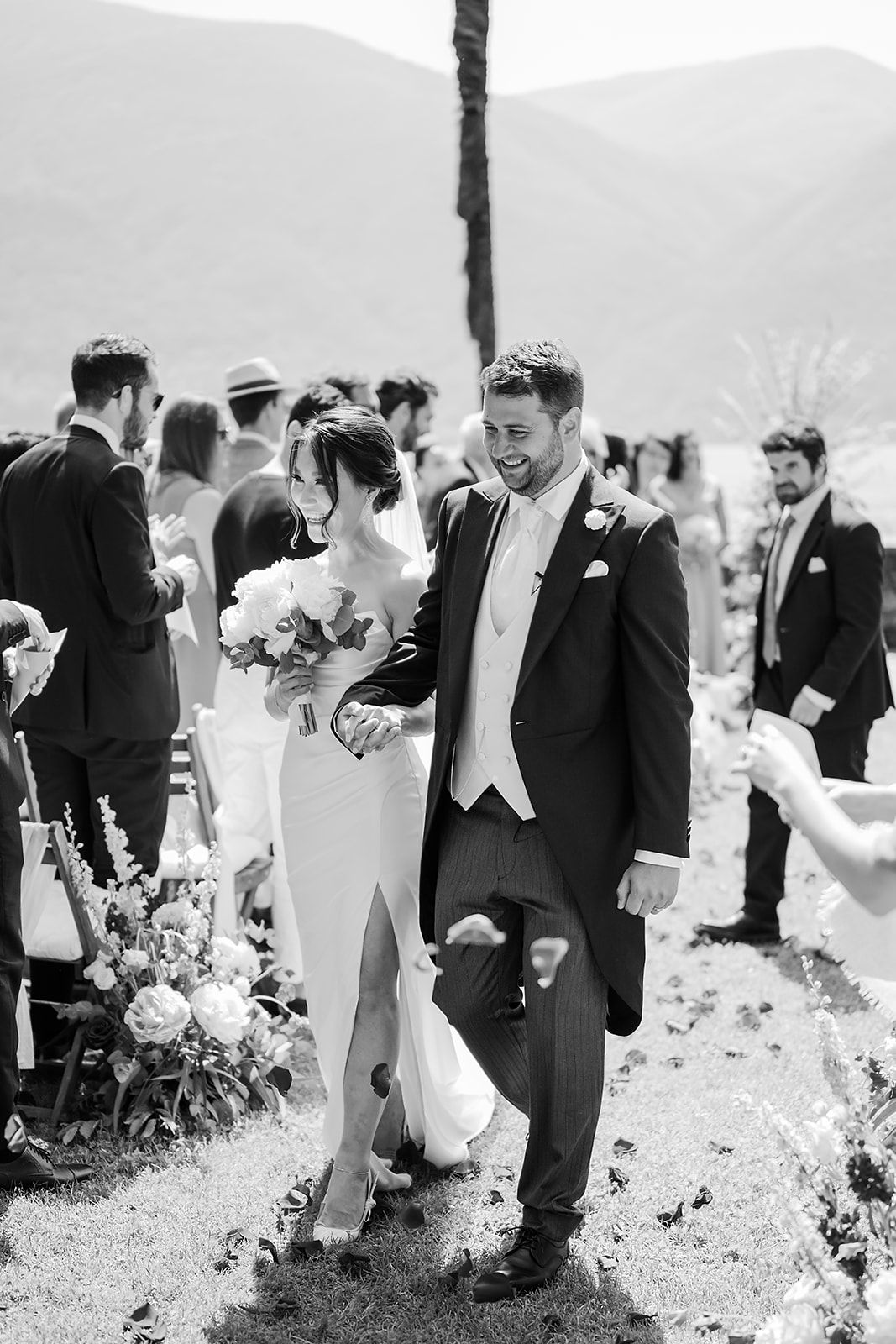 Romantic island wedding at Hotel Villa Emden on Isole di Brissago with palm trees, lake views, and Italian-style architecture.