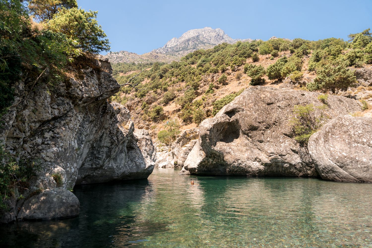 baignade dans les vasques naturelles des gorges de l'asco