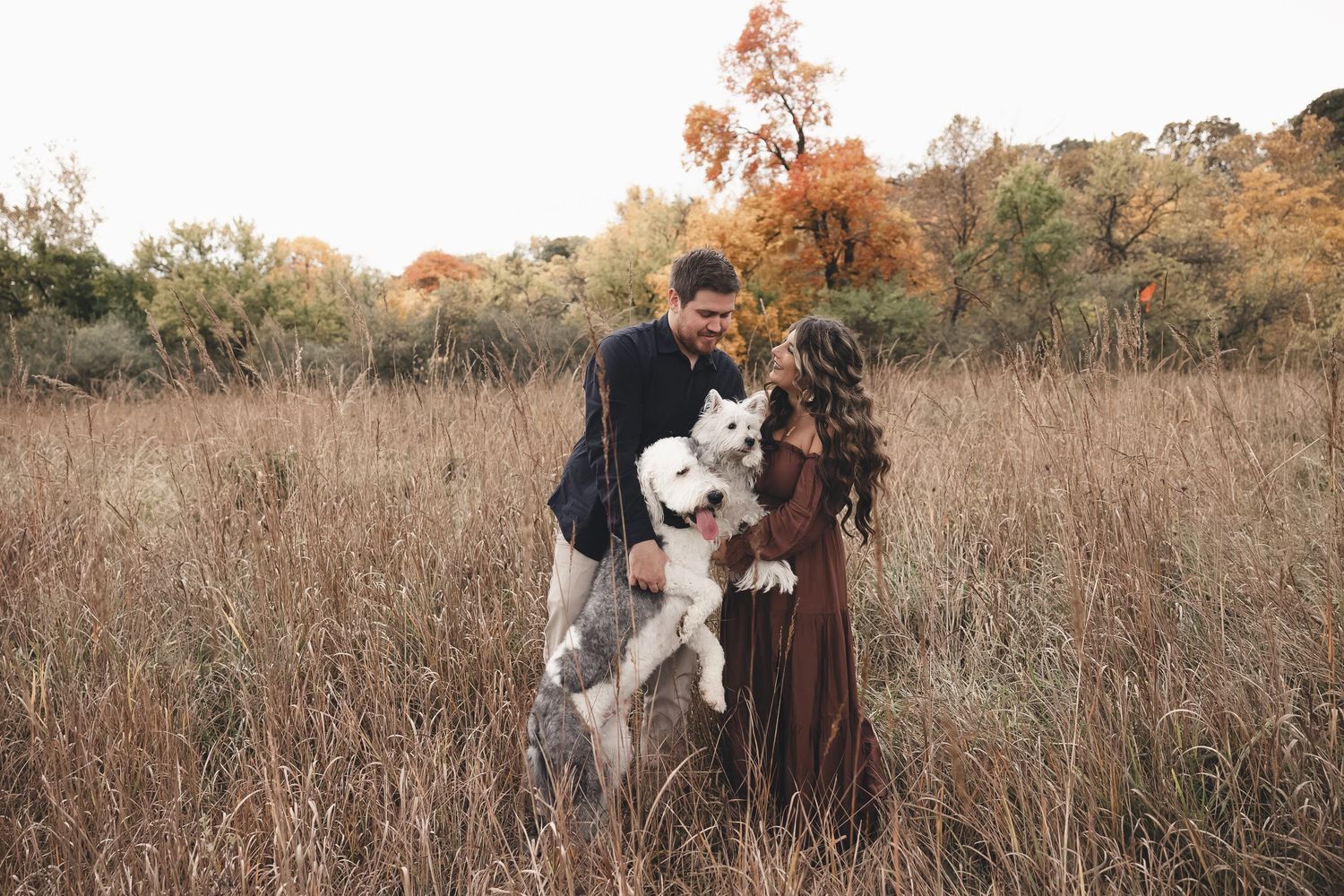 Golden hour love in Cuyahoga Valley National Park, Ohio - fall fields, happy pups, and candid moments with the ones who matter most.