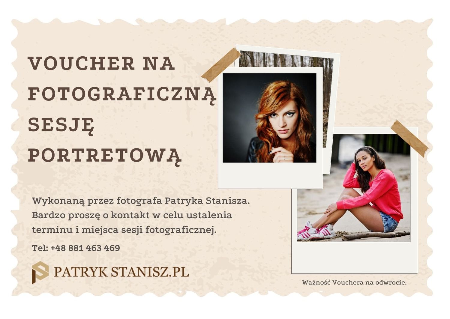 Voucher na sesję fotograficzną. Sesja zdjęciowa na prezent dla dziewczyny.