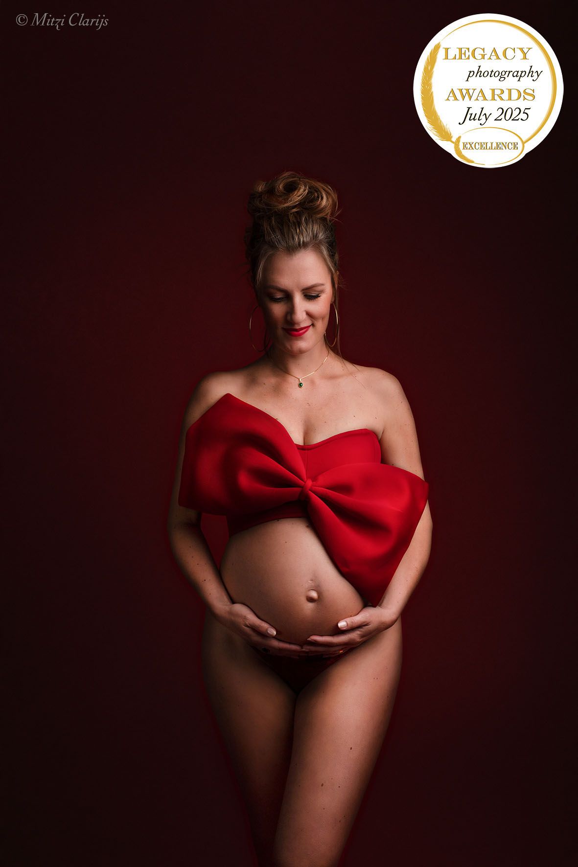 Award winnende foto internationale wedstrijd van zwangere vrouw in studio in Goes, Zeeland