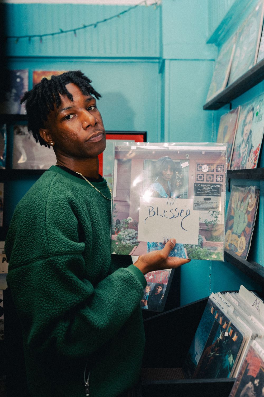 Mills photograph of a black model for his podcast>