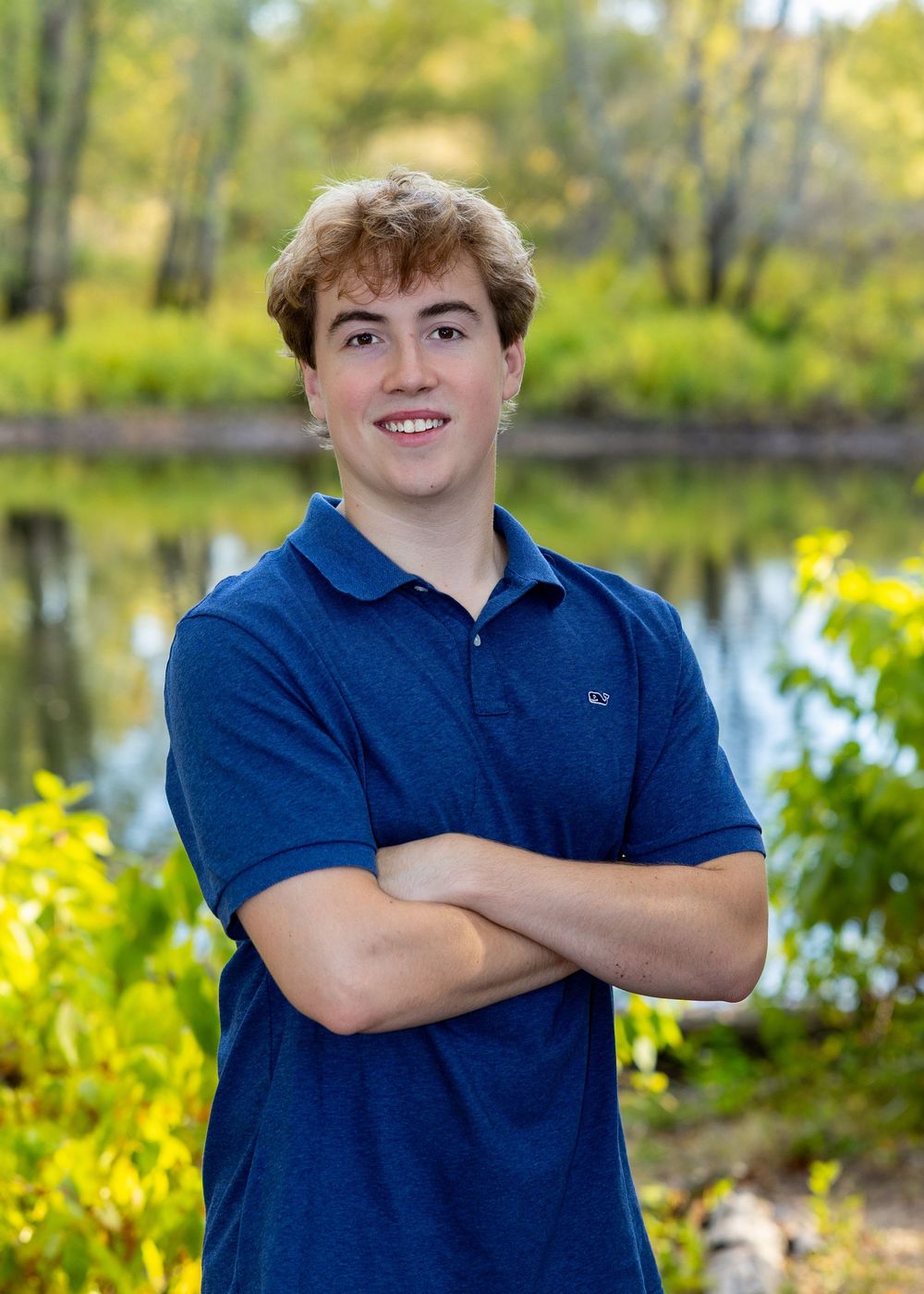 Lincoln Sudbury high school senior yearbook portrait by a river in Concord, MA.  Serving Weston, Wayland, Lincoln Sudbury & Concord Carlisle