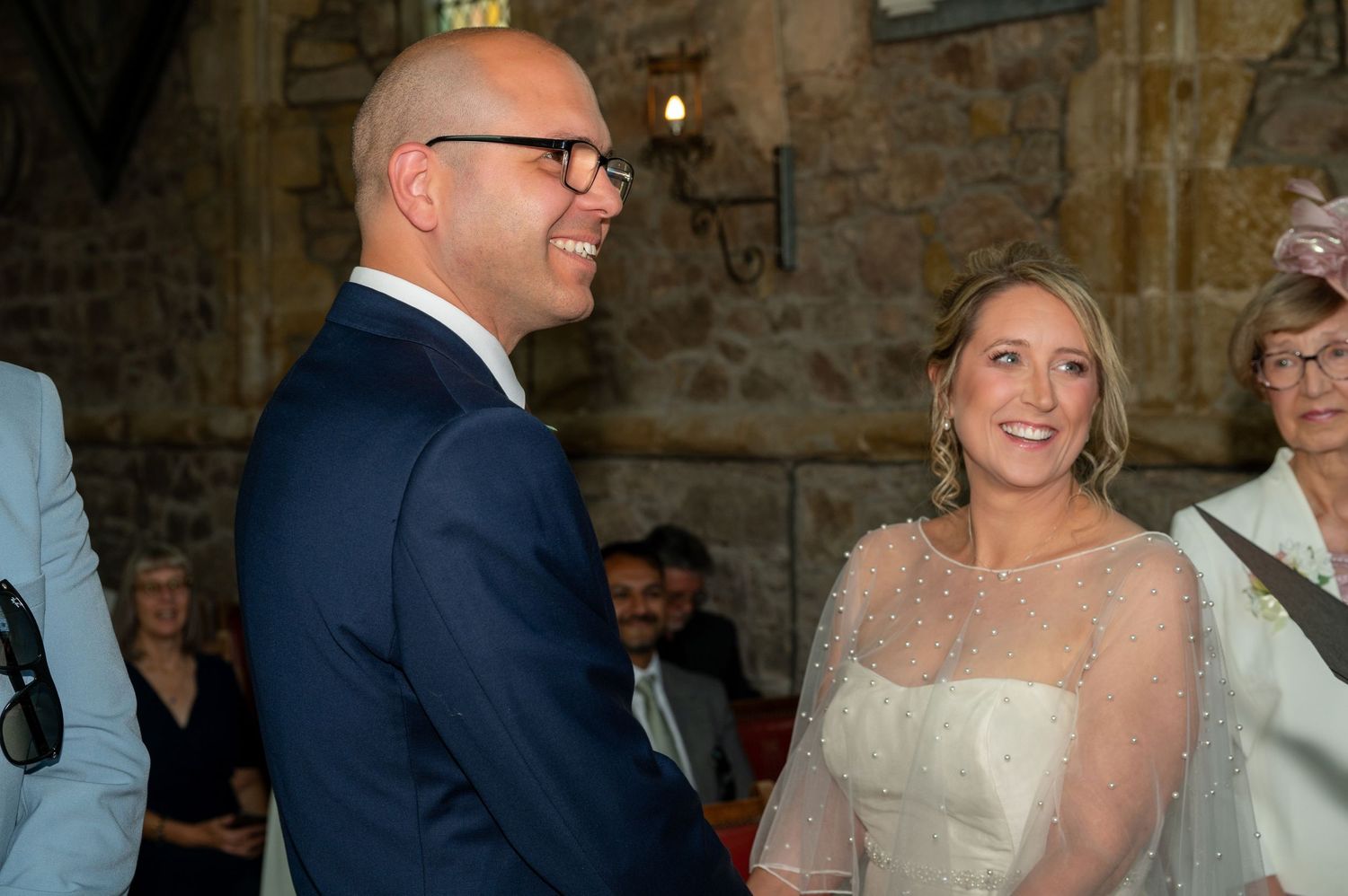 Weekday wedding ceremony taking place in the chapel at Rothley Court Hotel, Leicestershire