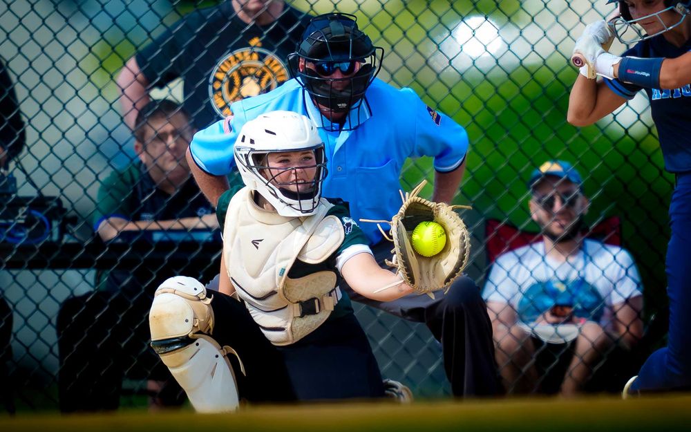 CD Rams softball catcher blocks plate vs North Penn, PIAA States Round One, by Deanna Fox, SportsFox Photography based in Hershey PA
