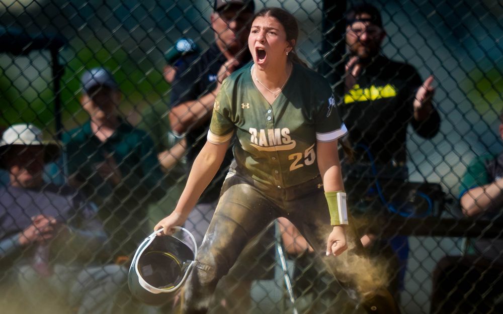 Central Dauphin Rams softball celebrates vs North Penn, PIAA States Round One, by Deanna Fox, SportsFox Photography based in Hershey PA
