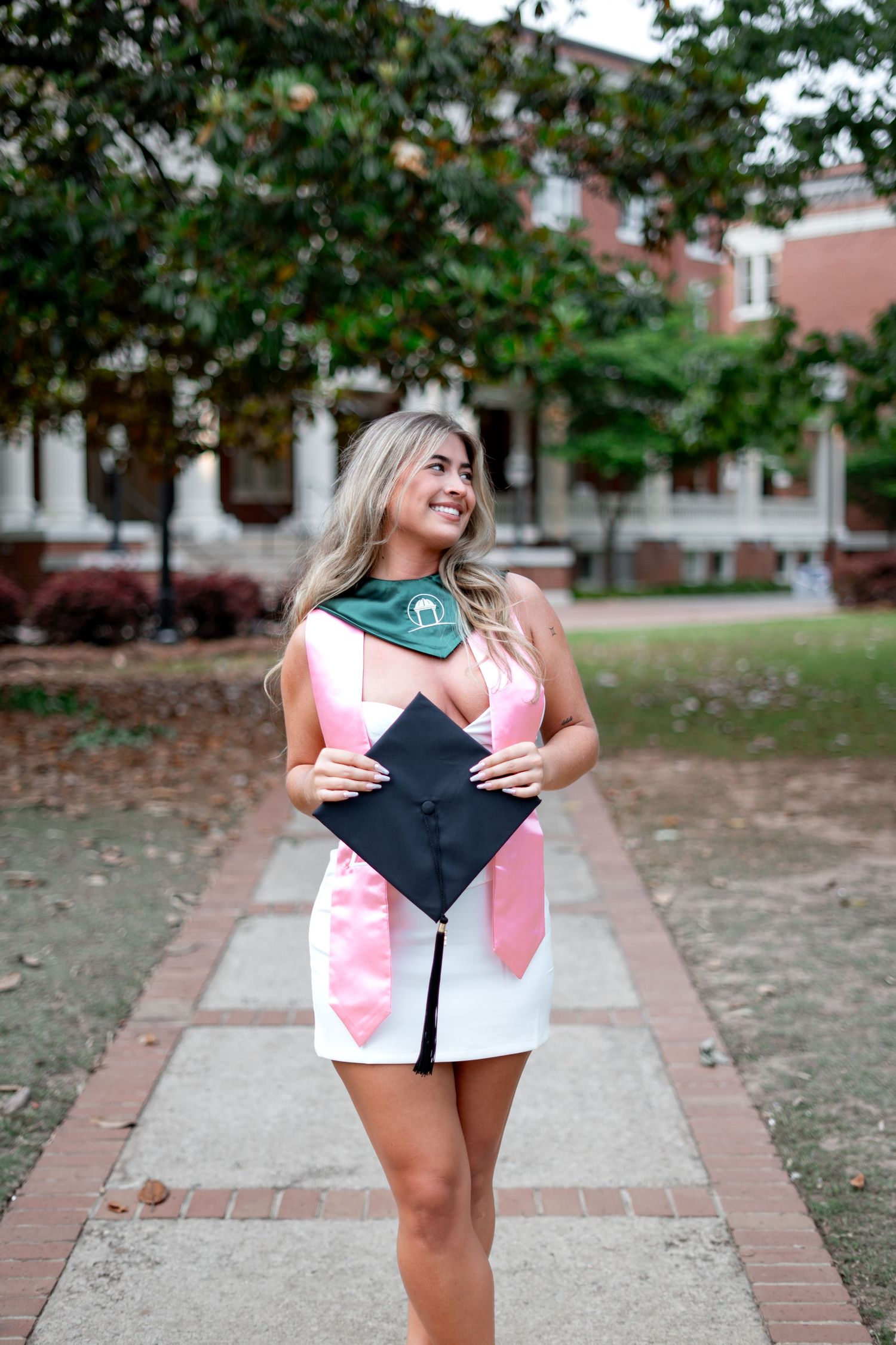 GCSU graduation photos in front of Atkinson hall, one of the best spots on the Milledgeville, georgia campus