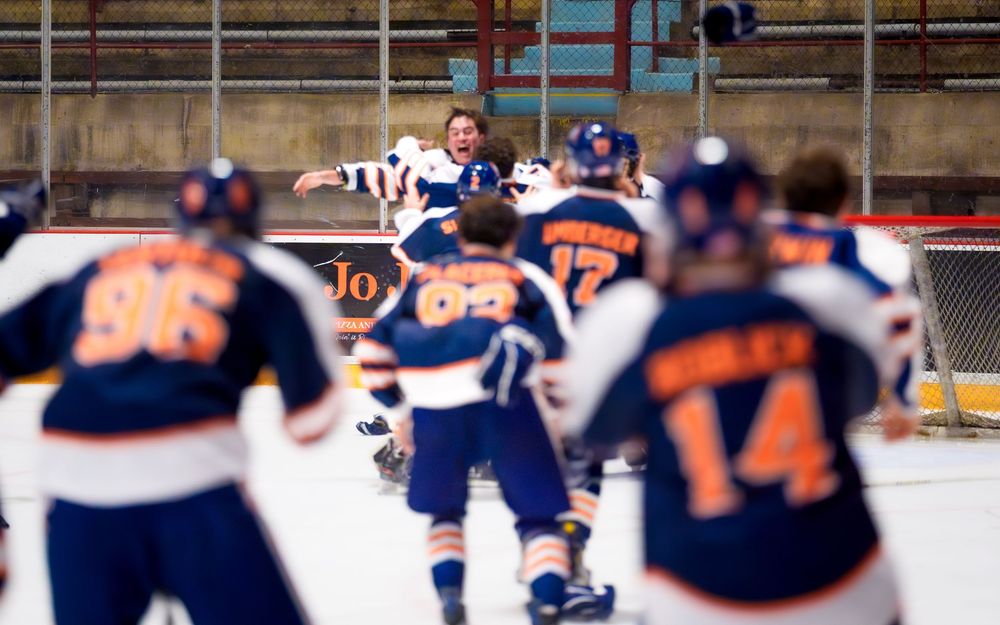 Hershey Trojans ice hockey team celebrating the Bears Cup win, by Deanna Fox, SportsFox Photography, Hershey PA