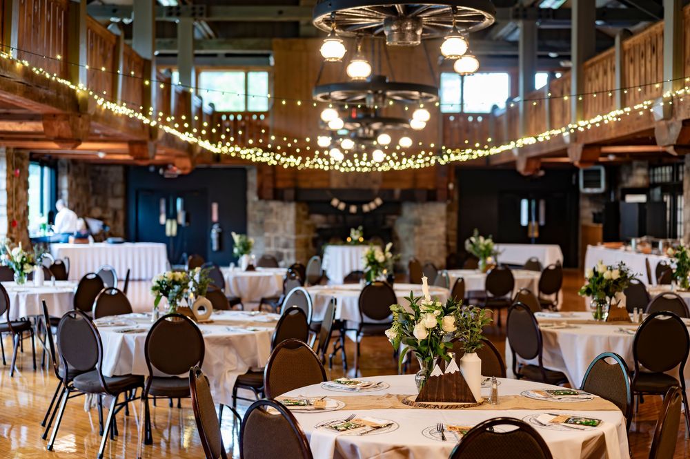 Gunstock Resort wedding inspiration with scenic mountain views, lodge ceremony, and elegant reception styling.