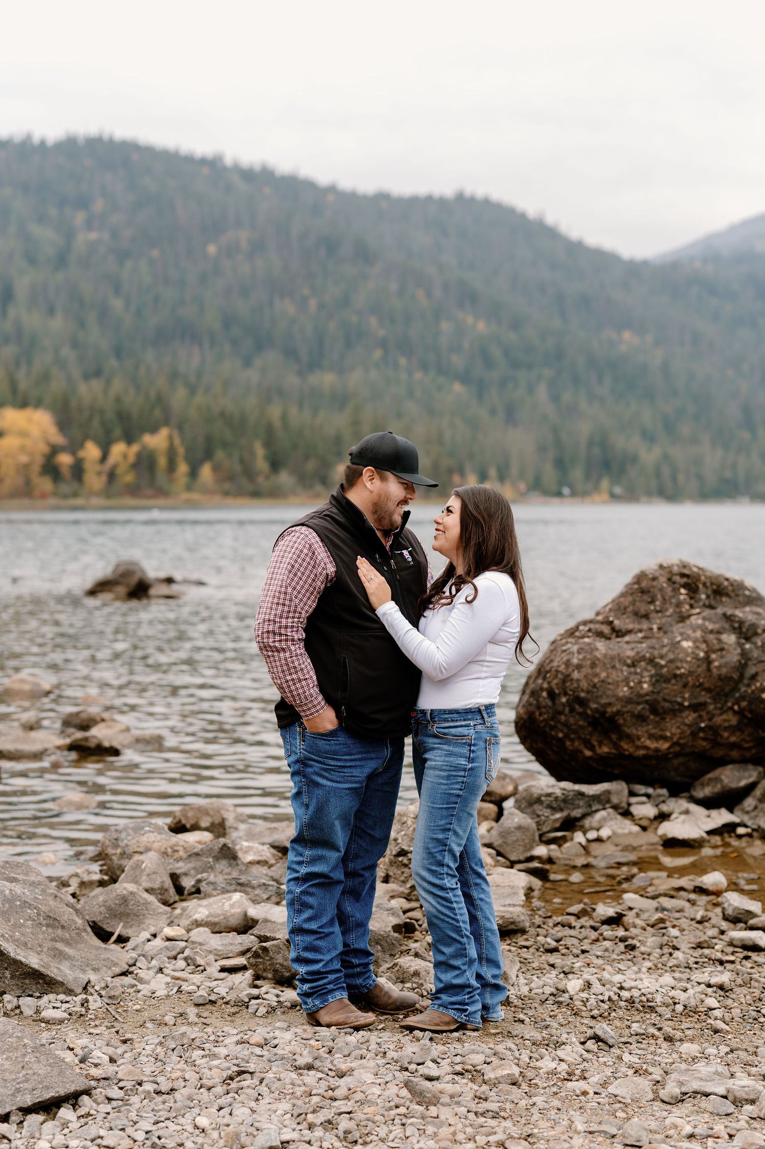 Lakeside engagement photos in Lake Wenatchee State Park