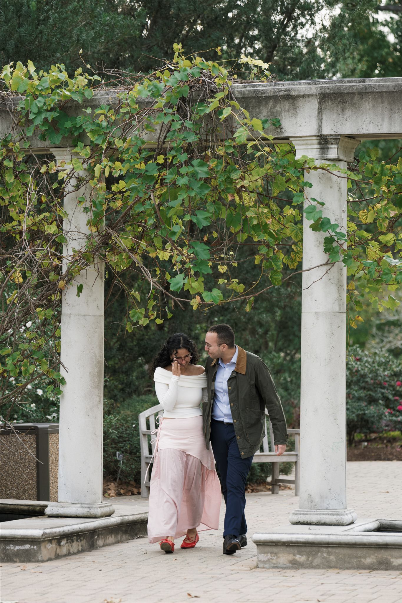 Surprise marriage proposal session at Mercer Botanic Garden in Spring Texas