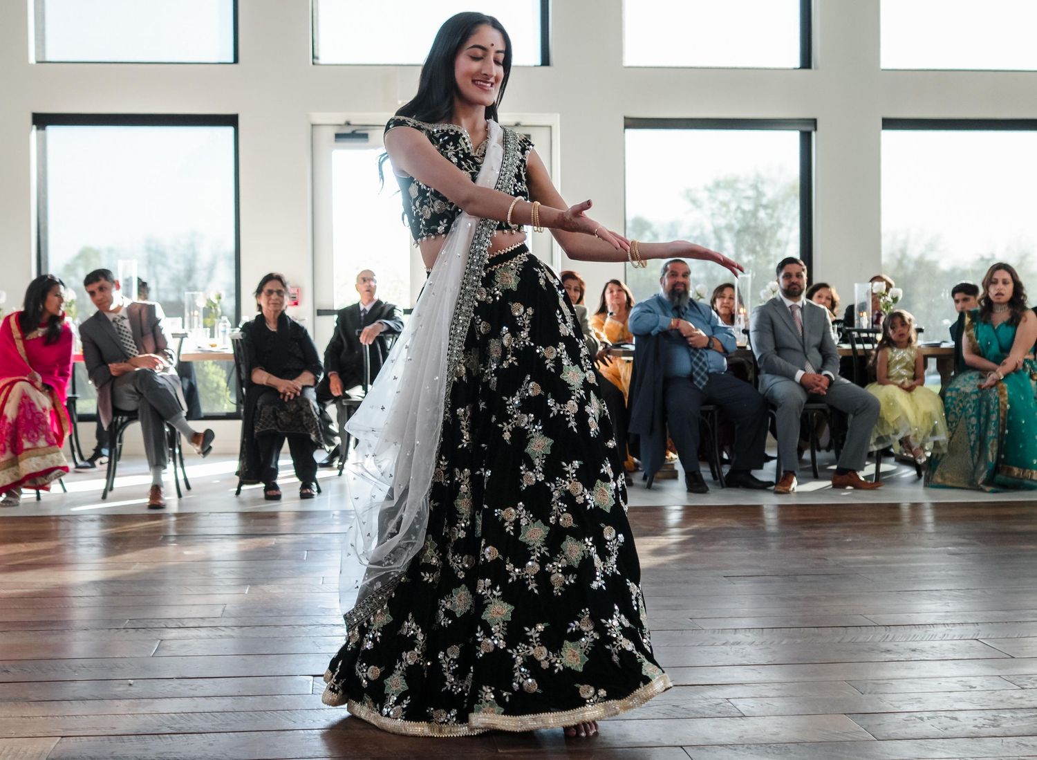 a dance performance at a wedding reception in white willow meadows